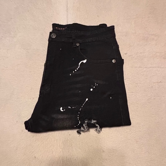 M Society Men’s Black Distressed Denim Shorts Size 38 - Picture 3 of 6